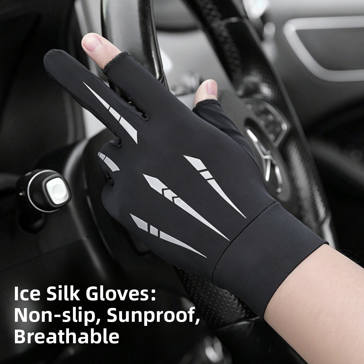 Fishing Gloves - 日焼け防止タッチスクリーン手袋 薄手アイスシルク 滑り止め メンズ 夏用 ドライブ