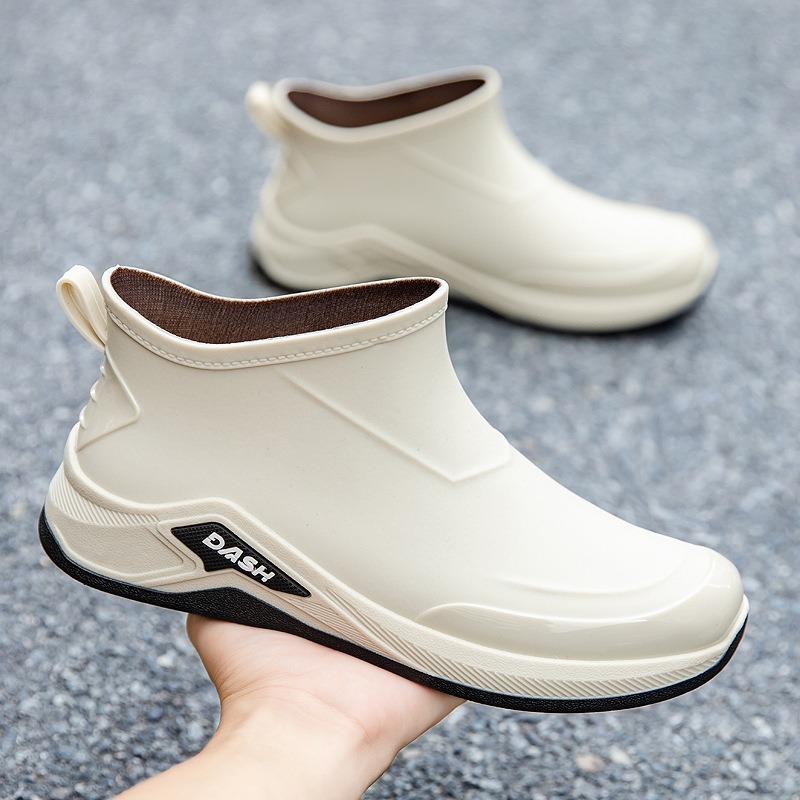 Fishing Boots - メンズレインシューズ 防水ワークブーツ ファッションアウトドアフィッシングシューズ 滑り止めローカット メンズラバーシューズ スリッポンコットンレインブーツ