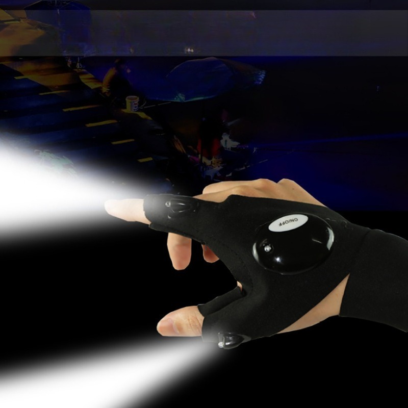 Fishing Gloves - LED懐中電灯付き発光フィッシンググローブ 緊急修理 夜釣り照明グローブ フィンガーライトグローブ
