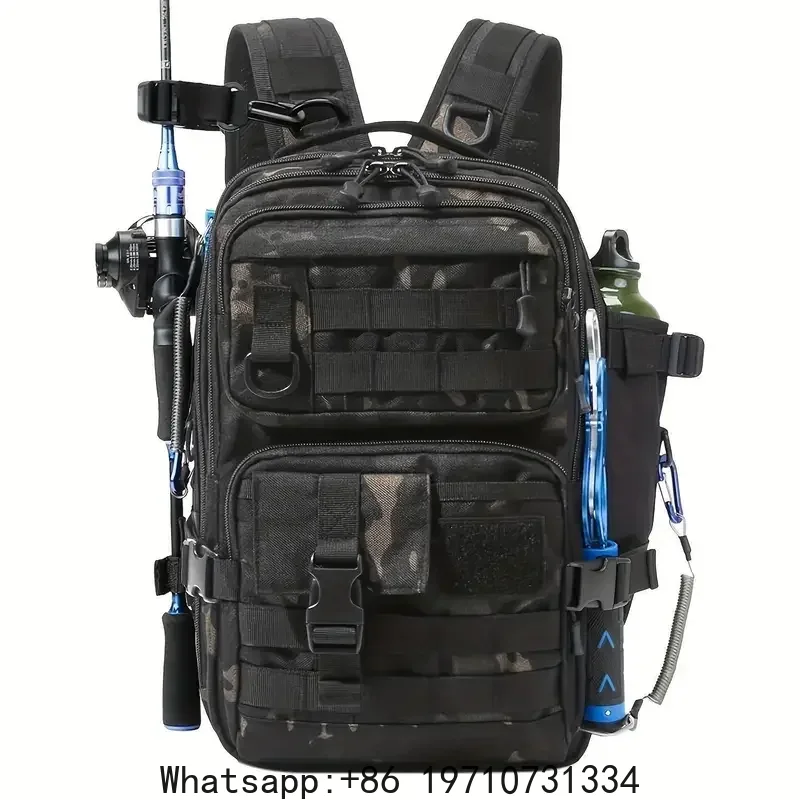1000D防水バックパックタックル収納バッグ、ダブルショルダ - Fishing Backpack のレビューと価格