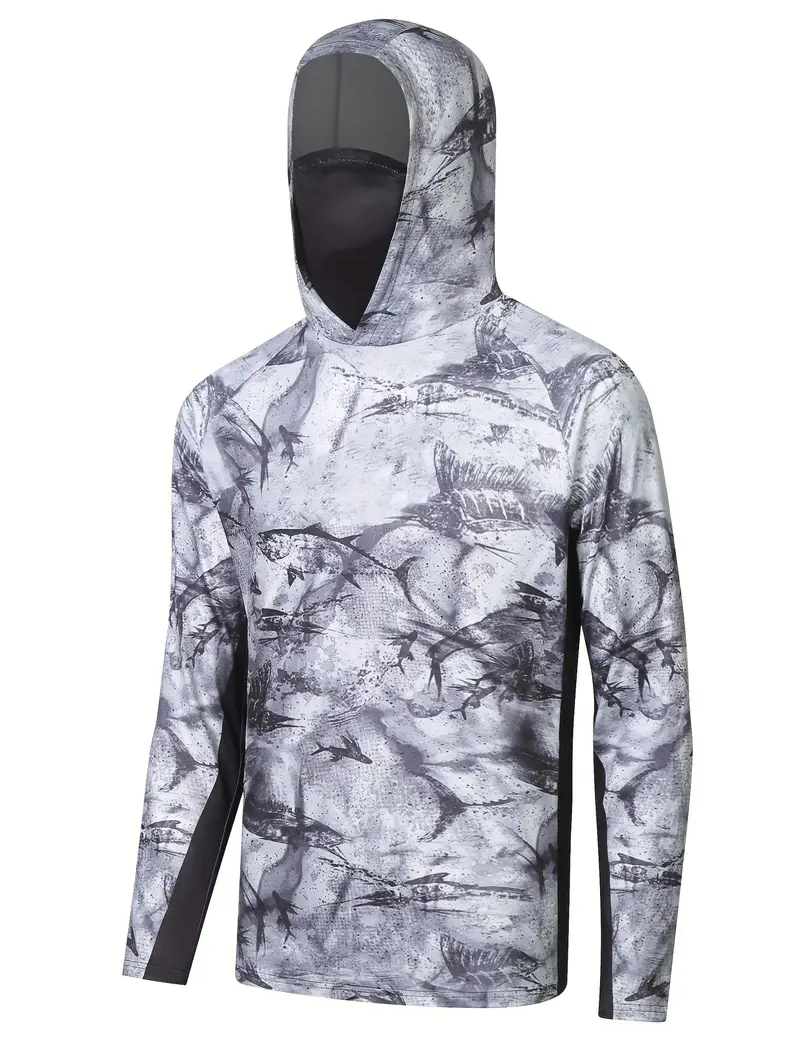 メンズUVフェイスマスク付き釣り用ウェア 長袖フーディーシャ - Fishing Hoodie のレビューと価格