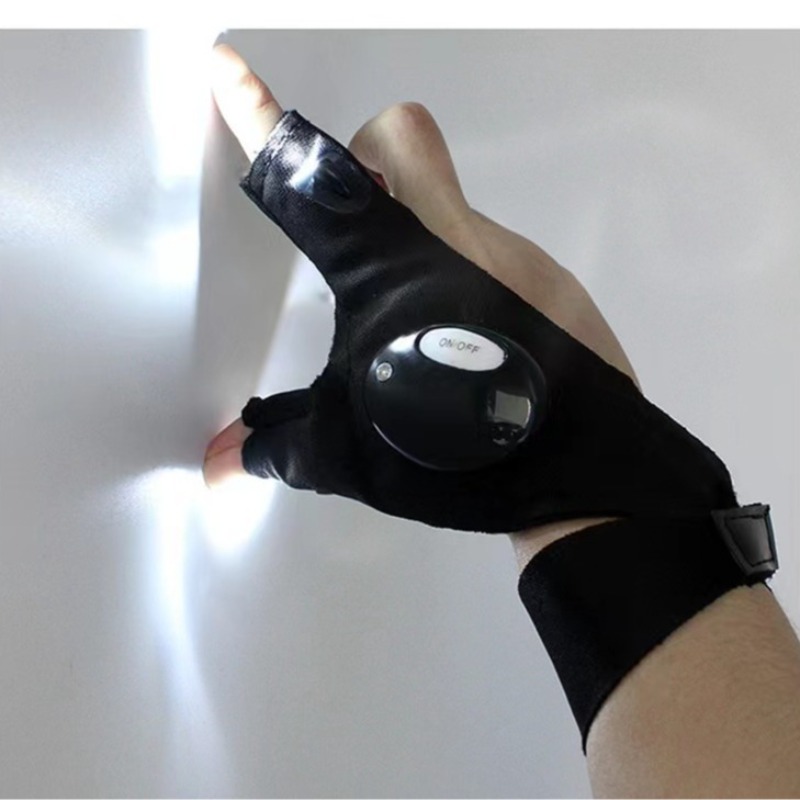 LED懐中電灯付き発光フィッシンググローブ 緊急修理 夜釣り - Fishing Gloves のレビューと価格